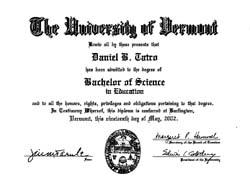 Dan Tatro BS Degree