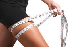 woman measuring Thigh Fat
