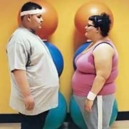 overweight man and woman