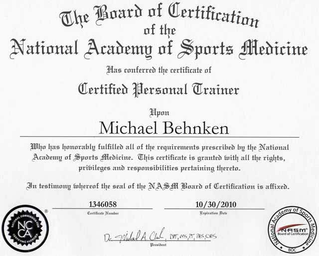 Nasm certified shop personal trainer