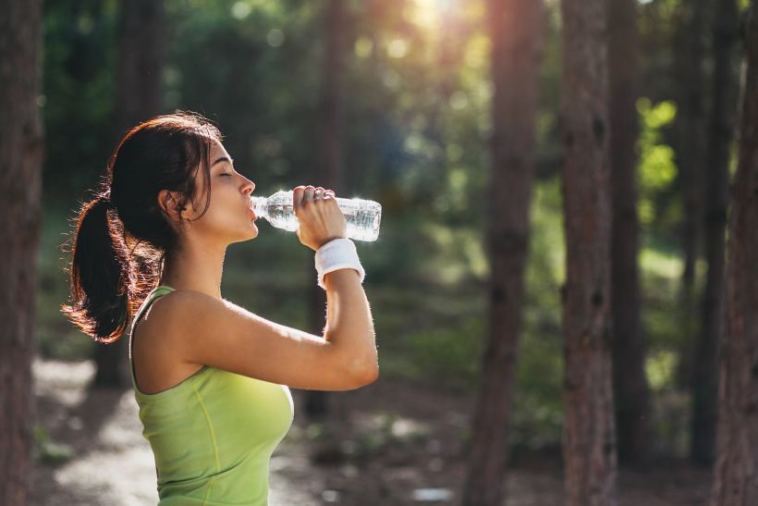 woman drinking water