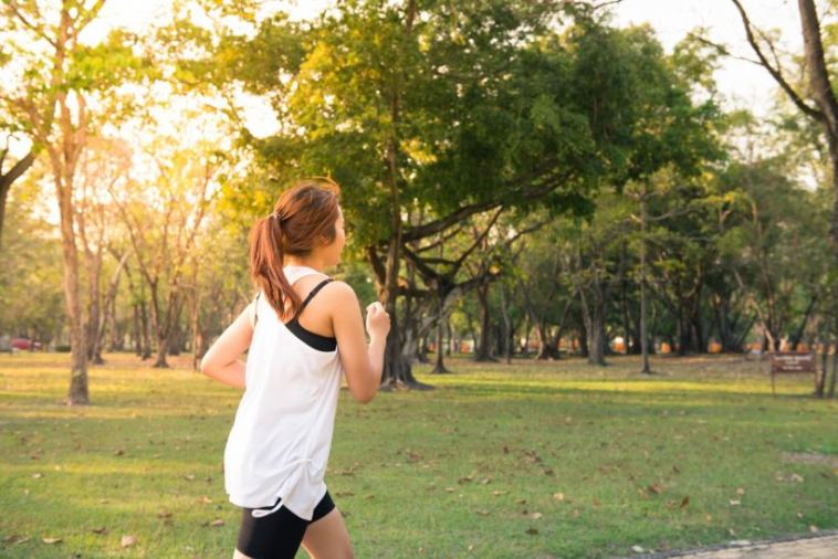 woman jogging park