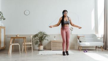woman working out at home