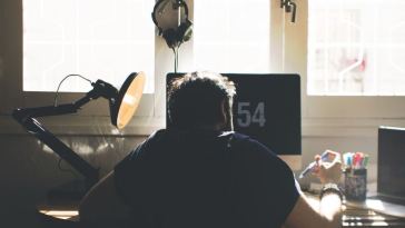 man working from home