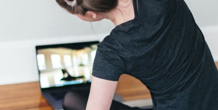 woman training at home