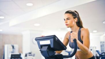 woman on exercise machine