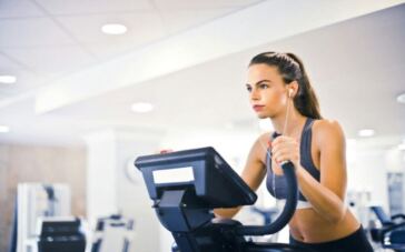 woman on exercise machine